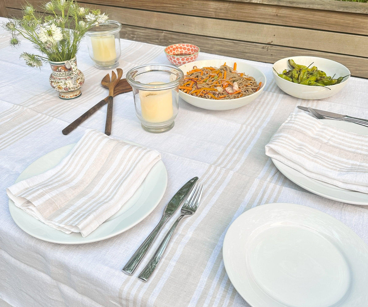 Red Linen Striped Napkins