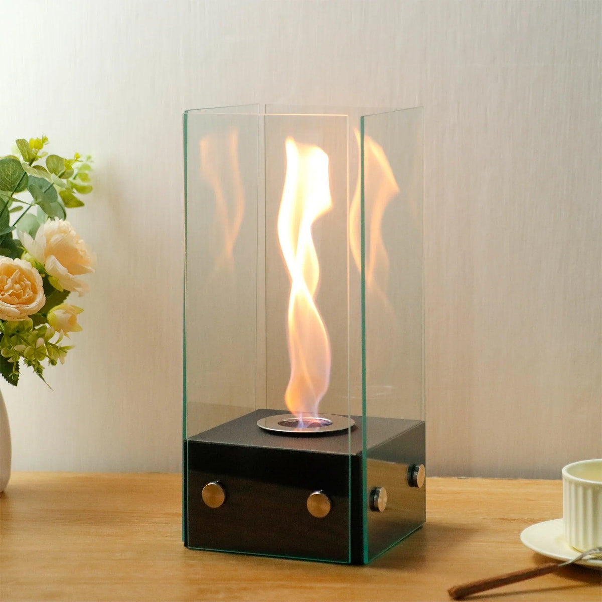 Rectangular Glass Tabletop Firepit 35cm H