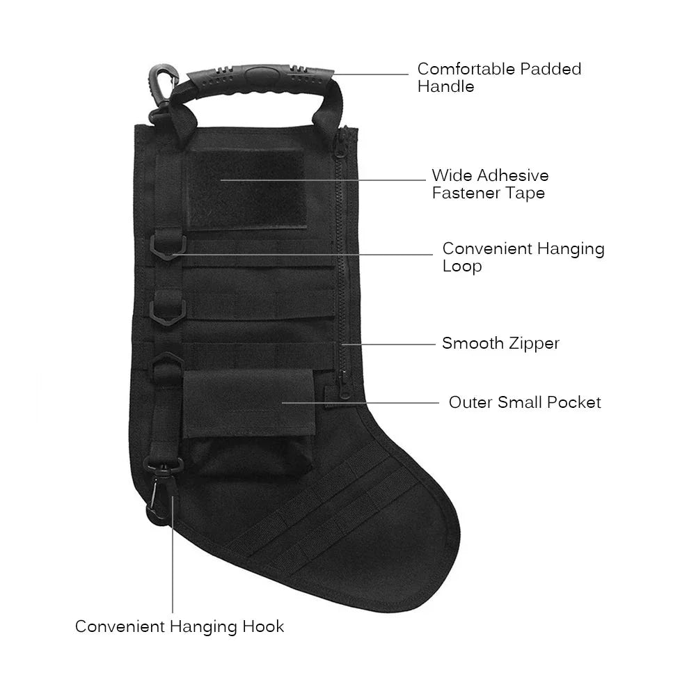 Tactical Christmas Stocking Bag Ruck up Hanging Santa Stocking Christmas Decoration Gifts Stocking Bag