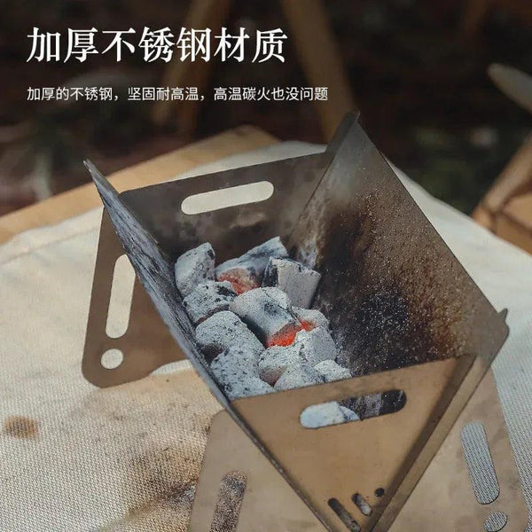 Portable Folding Barbecue Grill Heating Stoves Multifunction Camping BBQ Grill Rack Net Firewood Stove Stainless steel BBQ Grill - Gifts for You 'n Me