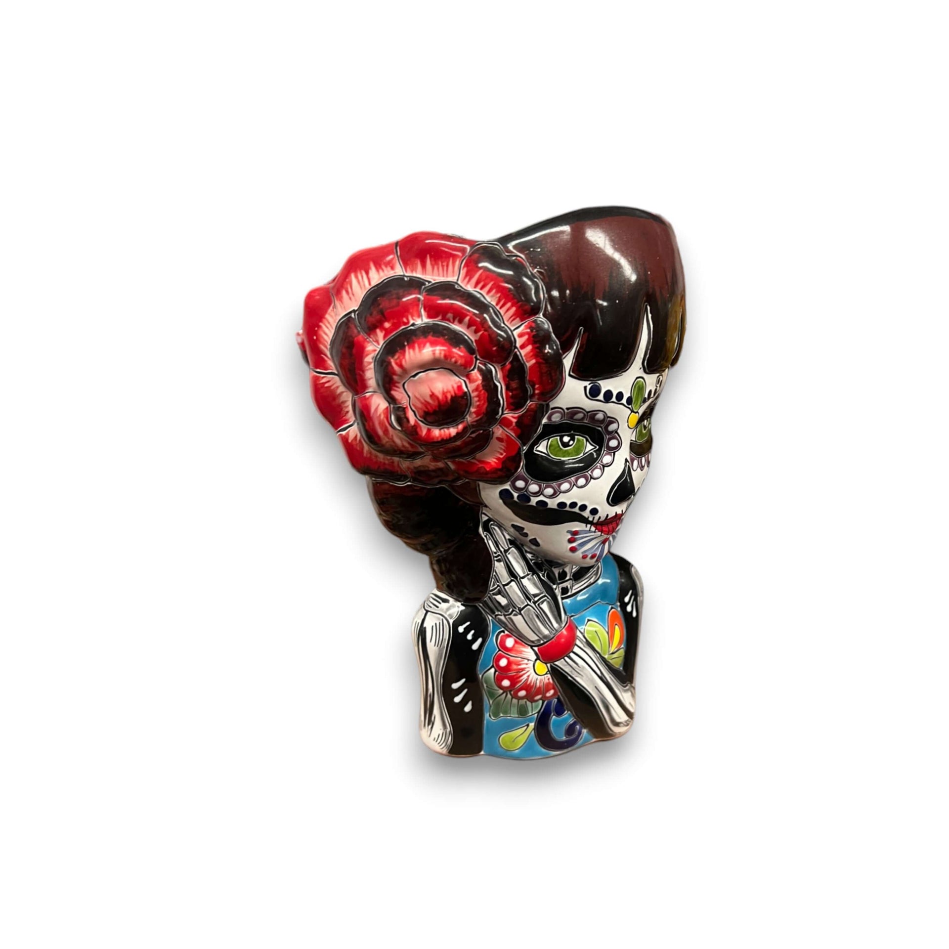 Talavera Day of the Dead Face Planter | Handmade Skull Ceramic Pot