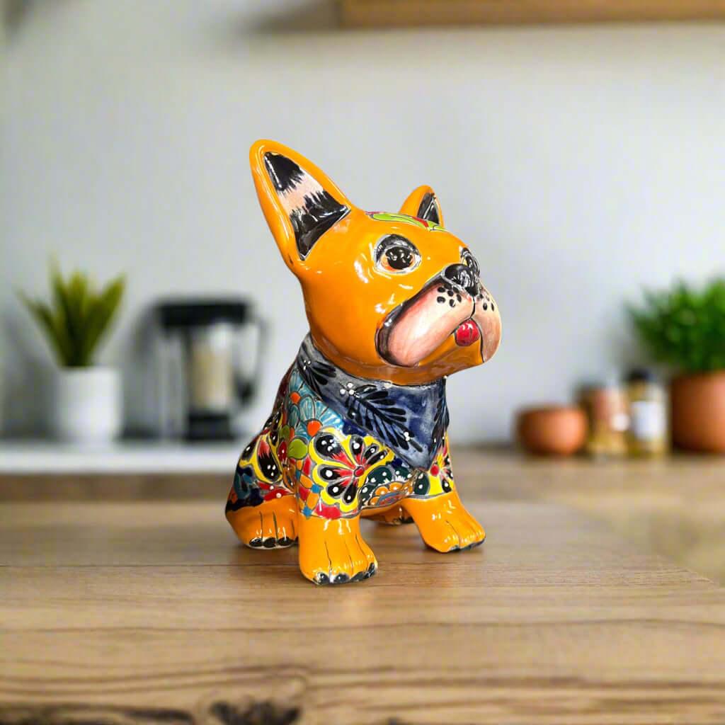Talavera French Bulldog | Handcrafted Mexican Frenchie Statue