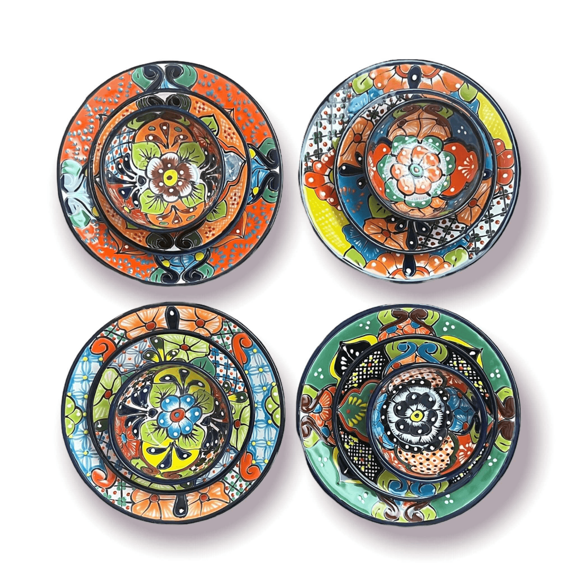 Talavera Dinnerware Set | 43-Piece Floral Tableware for 8
