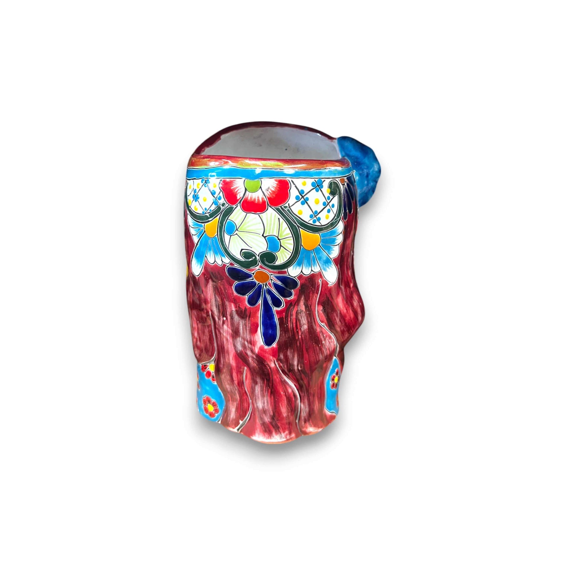 Talavera Lady Skull Planter | Colorful Day of the Dead Pot with Dog