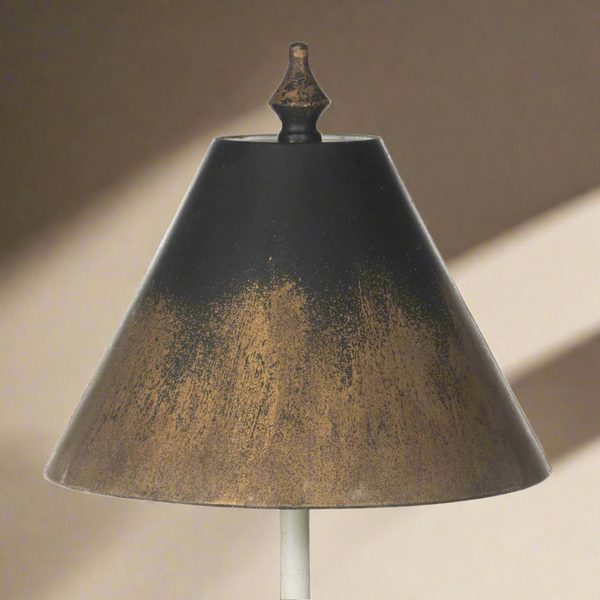 Tall Vintage Table Lamp with Black and Gold Shade