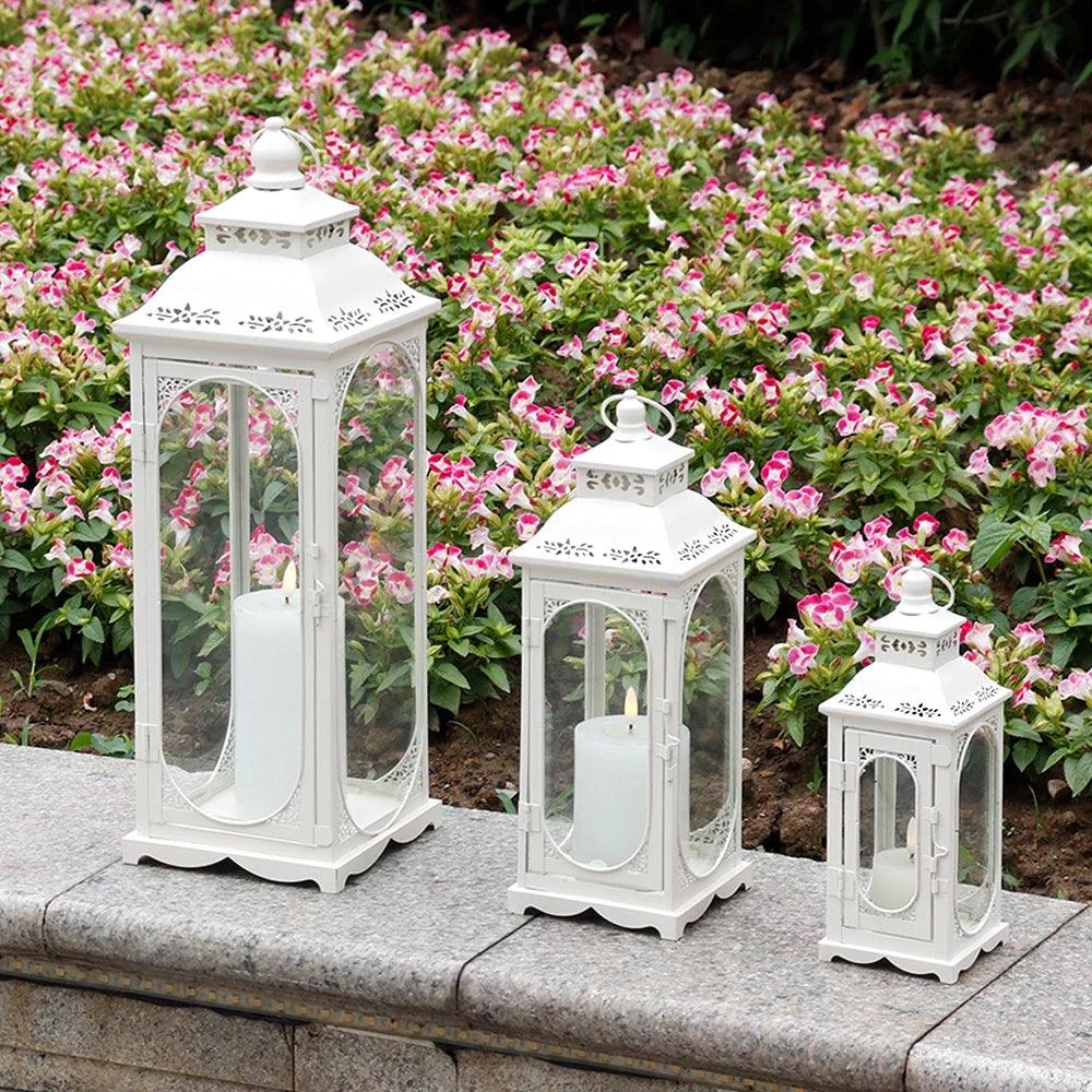 Set of 3  10/14/19.5''H Candle Lanterns (Cream White)