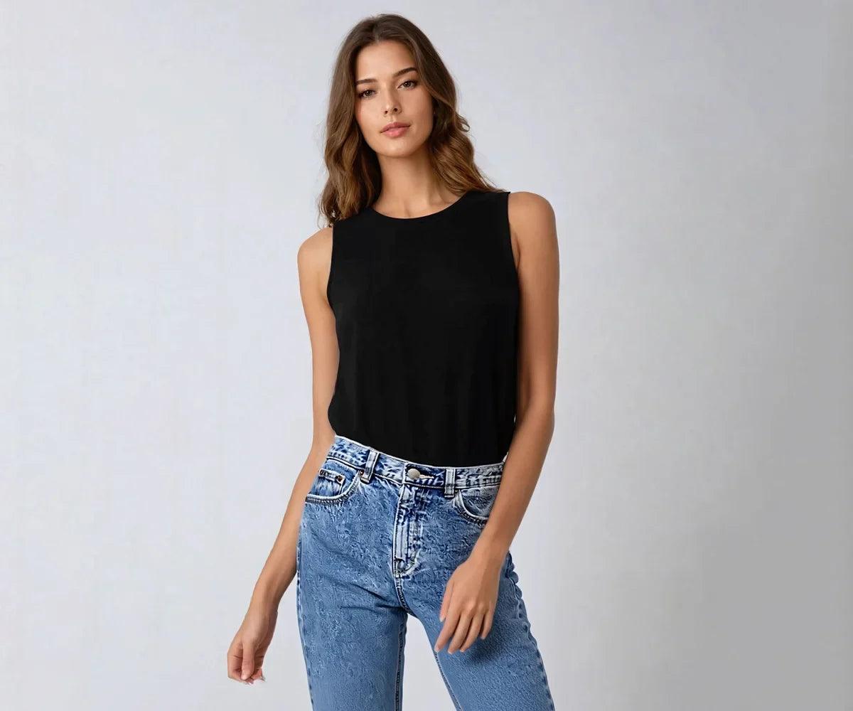 Women’s Black and White Cotton Tank Top