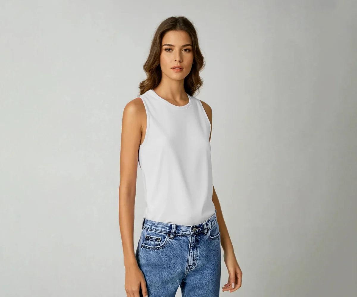 Women’s Black and White Cotton Tank Top