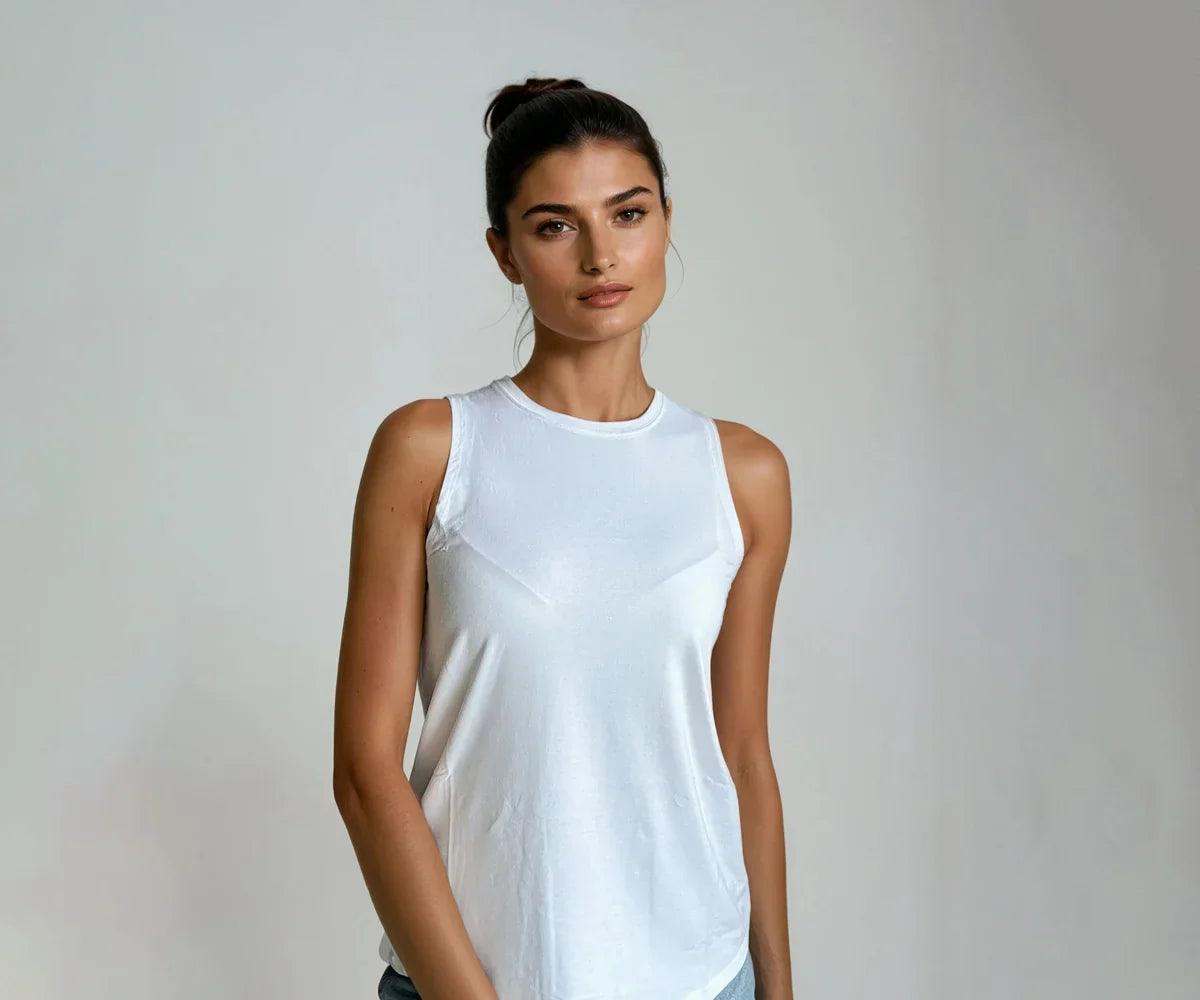 Women’s Black and White Cotton Tank Top