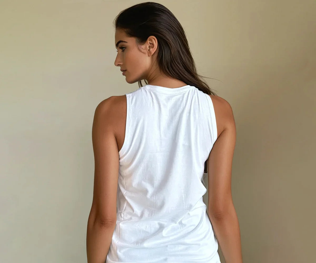 Women’s Black and White Cotton Tank Top