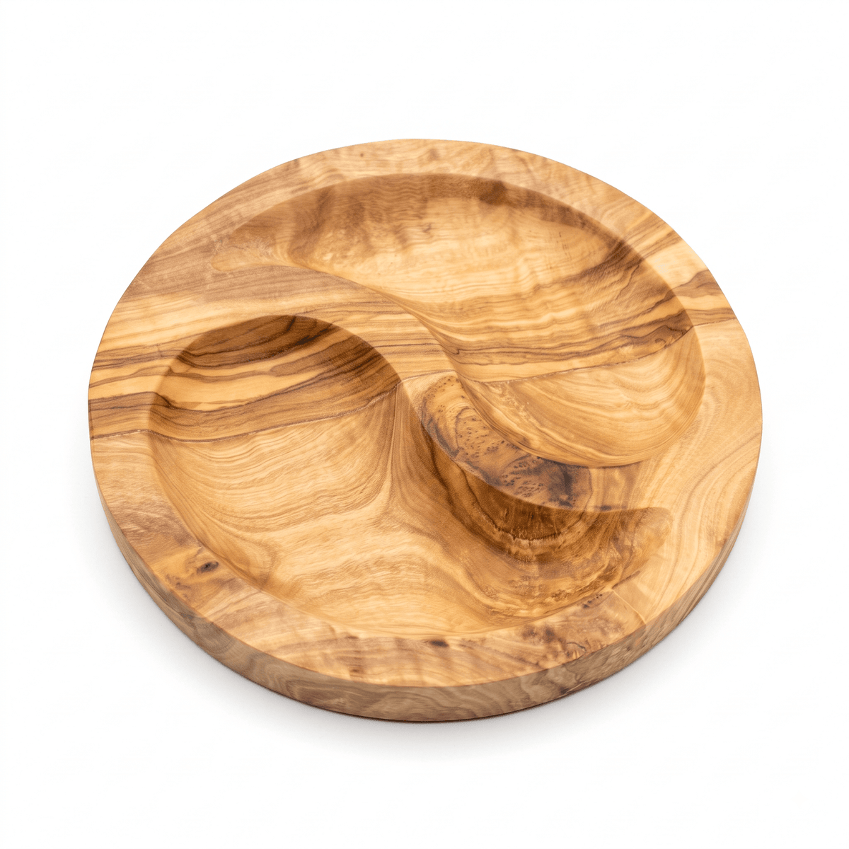Mediterranean Olive Wood Yin-Yang Charcuterie & Tapas Plate (7 in)