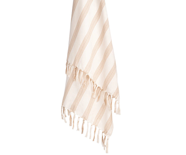 Beige Throw Striped Cotton Sofa Throw