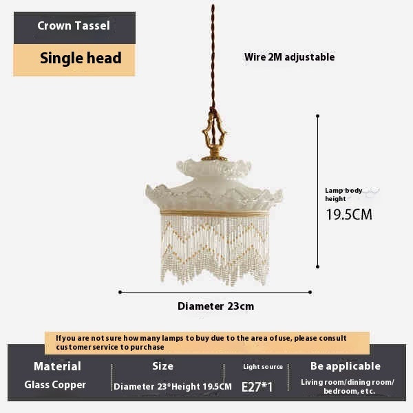 Glass Copper Tassel Chandelier
