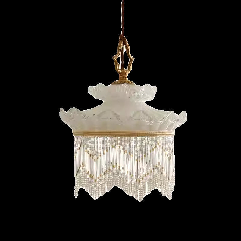 Glass Copper Tassel Chandelier