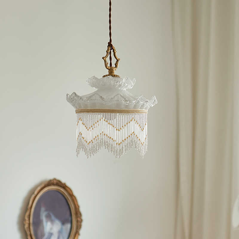 Glass Copper Tassel Chandelier