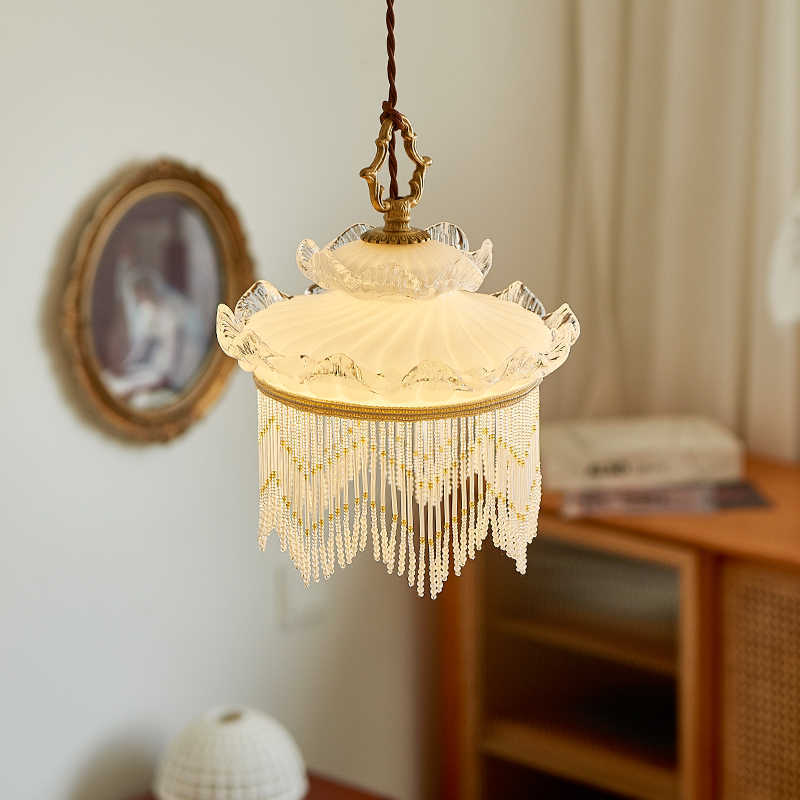 Glass Copper Tassel Chandelier