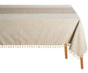 Striped Tablecloth - Tassel Tablecloth - Beige Tassel / 63 x 88"