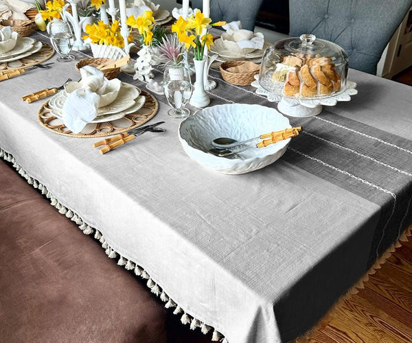 Striped Tablecloth - Tassel Tablecloth