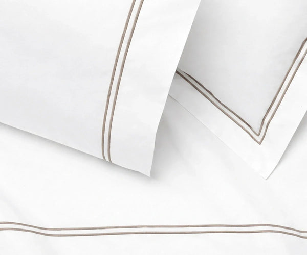 Cotton Flat Sheet - Line Embroidery