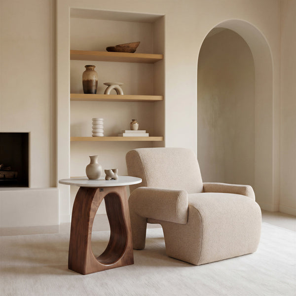 Vara Side Table White & Walnut