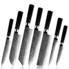 Noir Knife Set 7 Piece VG10 Stainless Damascus Steel with Black G10 Handle
