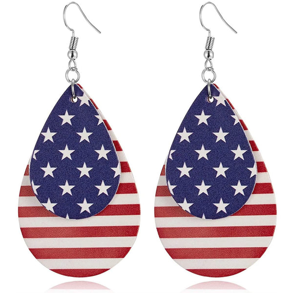 Teardrop National Flag 4th of July Dangle Earrings