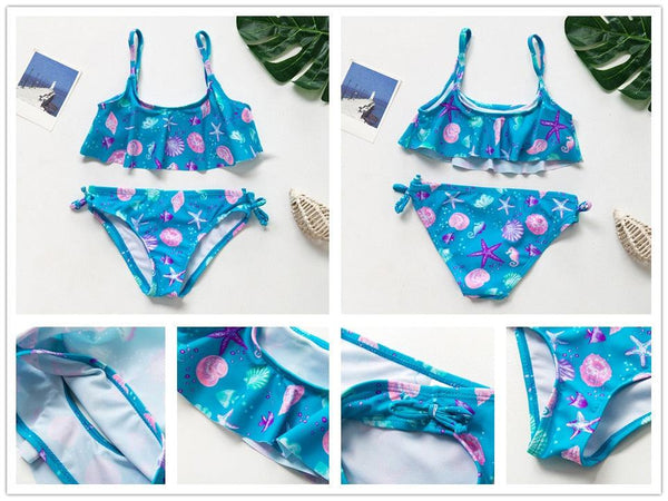 Teenager Girls Swimwear Two pieces Girls Swimsuit High quality Kids Bikini Sets Children Beach Wear Girls Two Piece Bikini Swimsuits Striped Ruffle Swimwear Bathing Suit Set