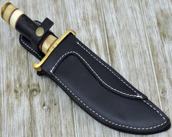 Tempest Damascus Bowie Knife with Bone & Horn Handle - Gifts for You 'n Me