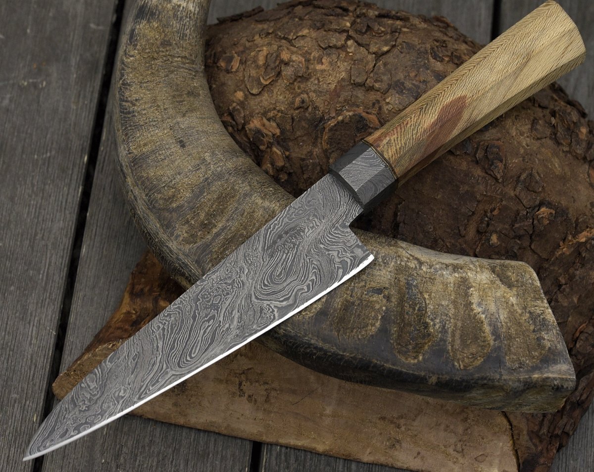 Terra Damascus Chef Knife with Exotic Leopard Wood Handle