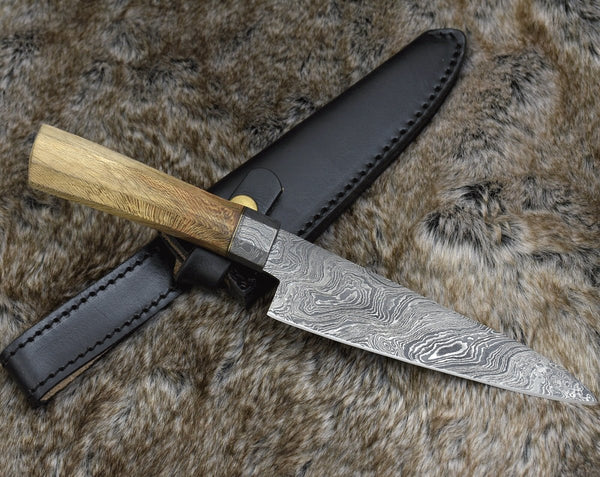 Terra Damascus Chef Knife with Exotic Leopard Wood Handle