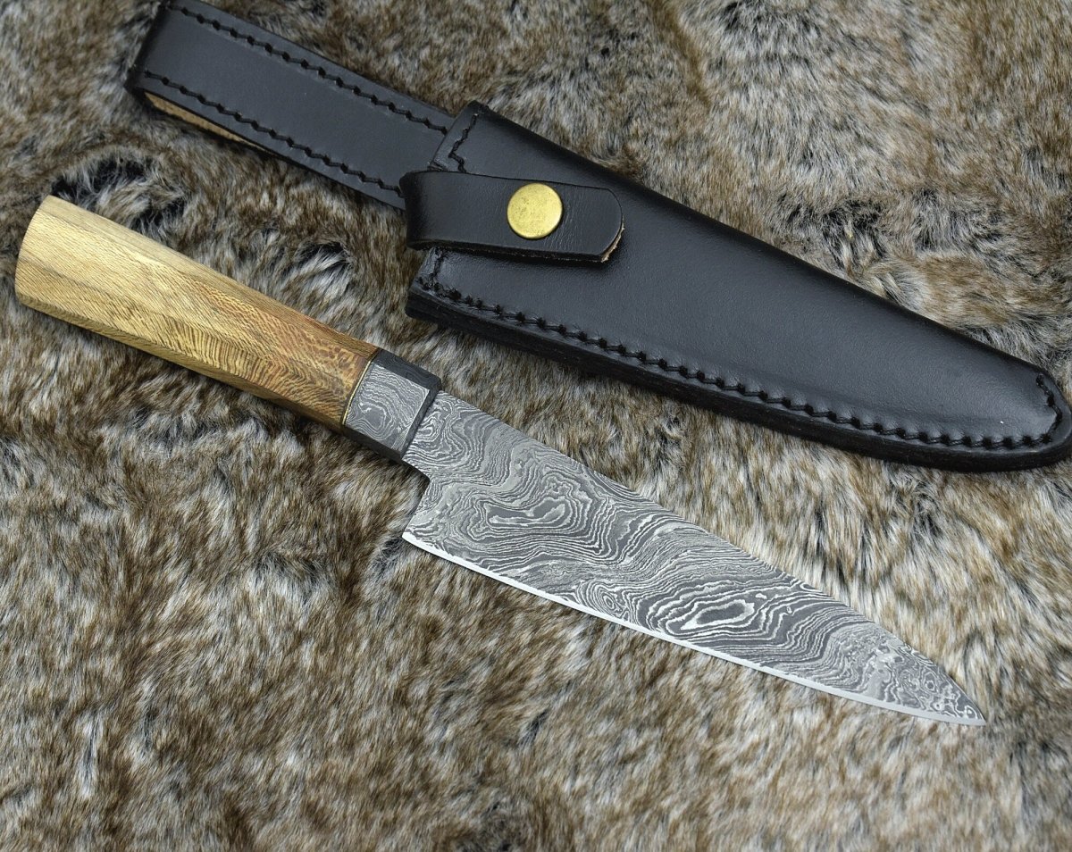 Terra Damascus Chef Knife with Exotic Leopard Wood Handle