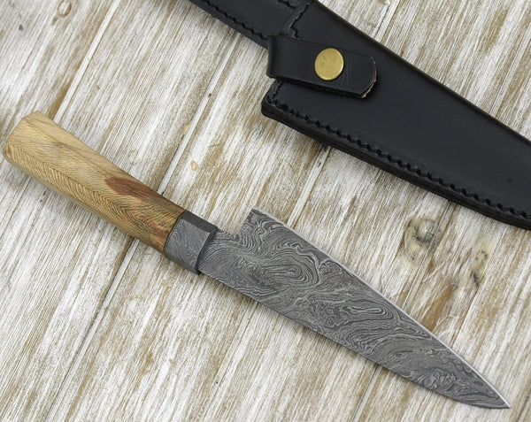 Terra Damascus Chef Knife with Exotic Leopard Wood Handle