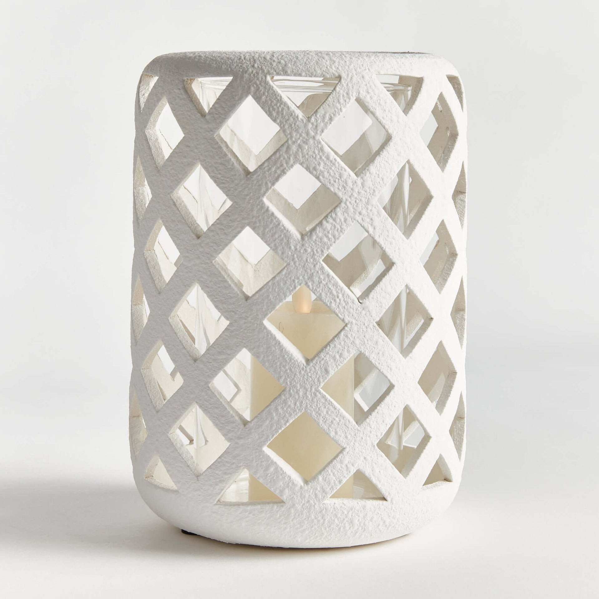 Terracotta Hurricane Candle Holder with Glass Insert