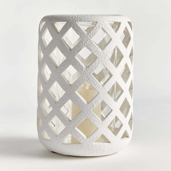 Terracotta Hurricane Candle Holder with Glass Insert