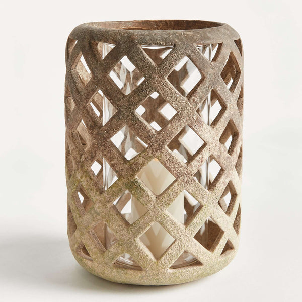 Terracotta Hurricane Candle Holder with Glass Insert