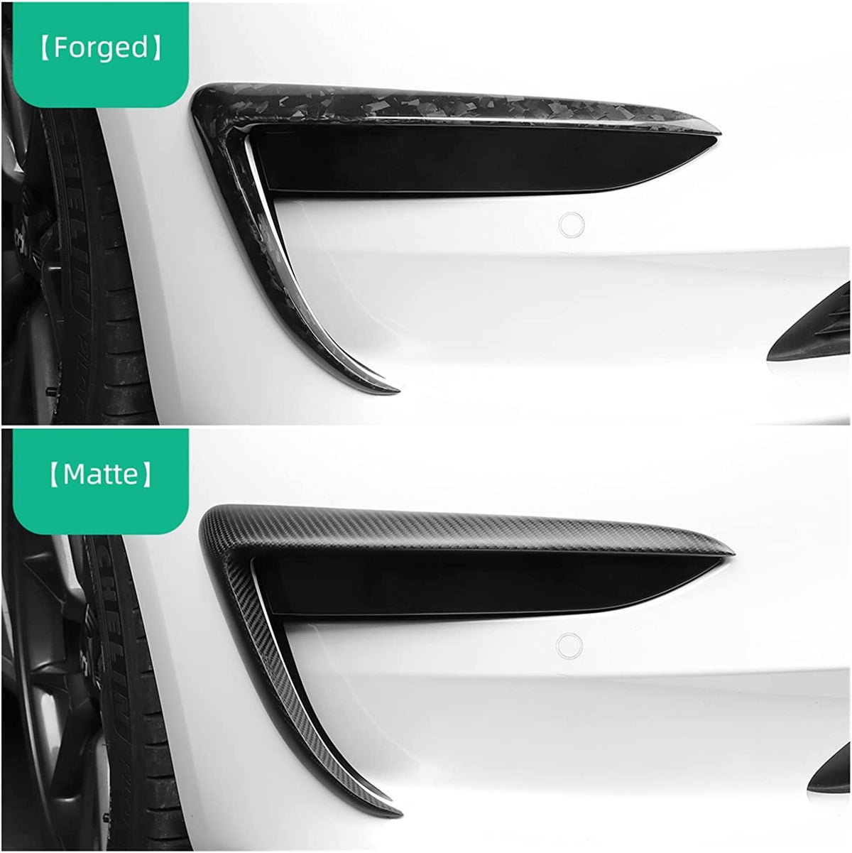 TESERY Tesla Model 3 Fog Light Trim - Carbon Fiber Exterior Mods