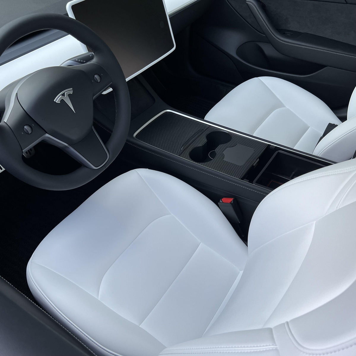 Carbon Fiber Center Console Wrap Cover for Model 3 / Y