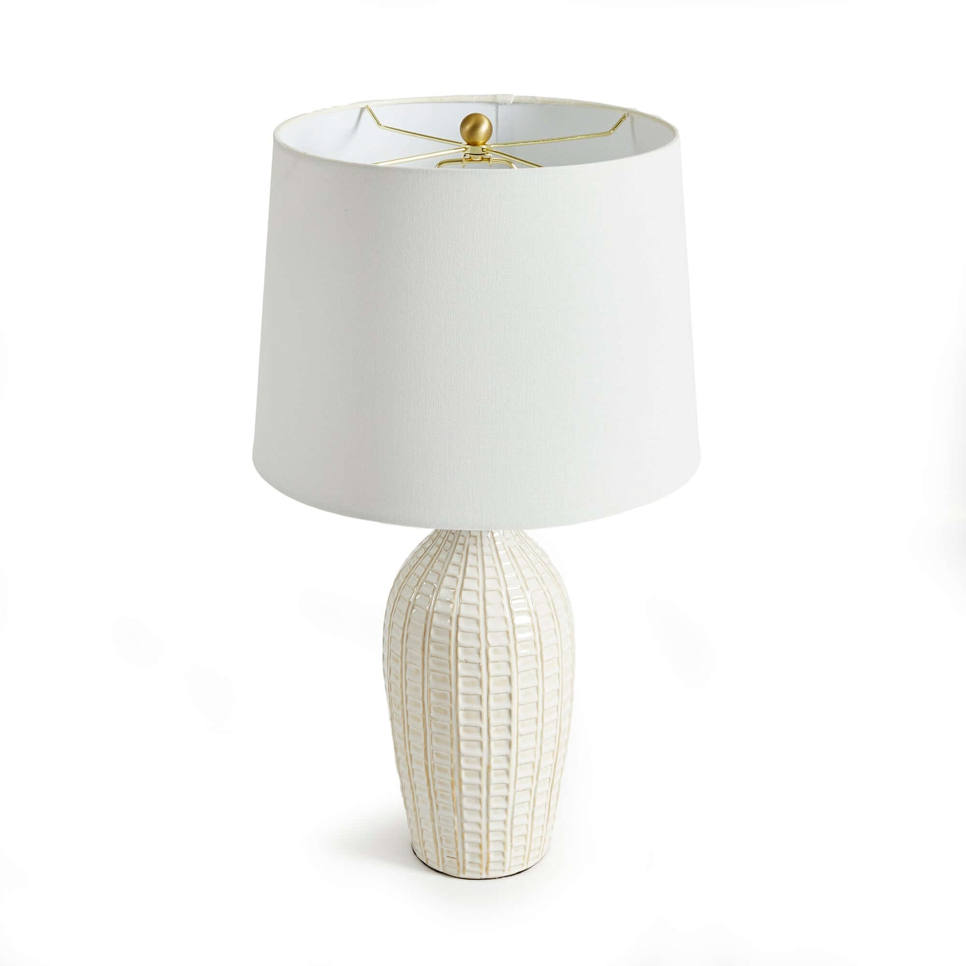 Textured Vintage Ceramic Table Lamp in White Glaze