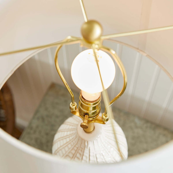 Textured Vintage Ceramic Table Lamp in White Glaze