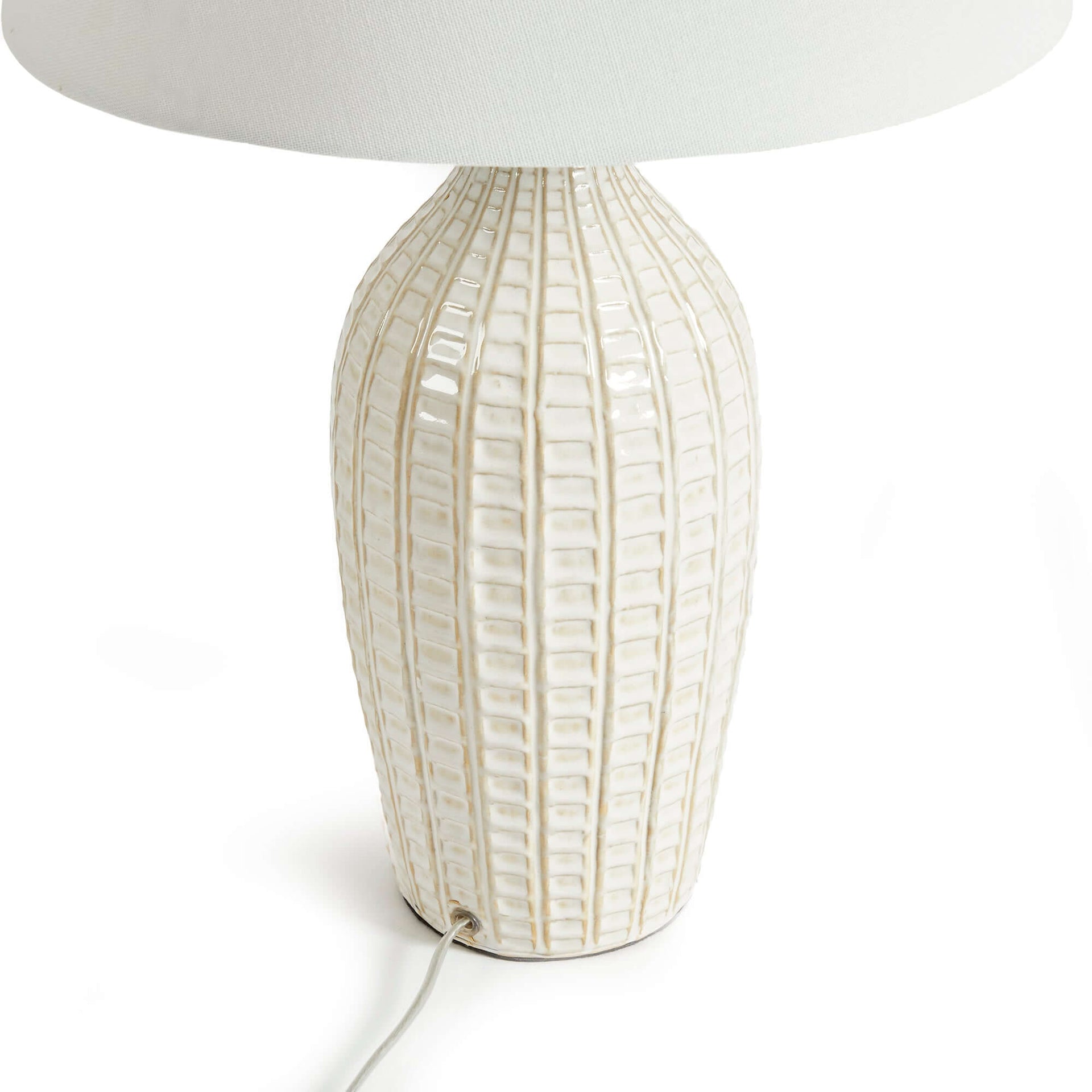 Textured Vintage Ceramic Table Lamp in White Glaze