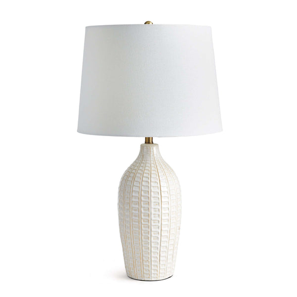 Textured Vintage Ceramic Table Lamp in White Glaze
