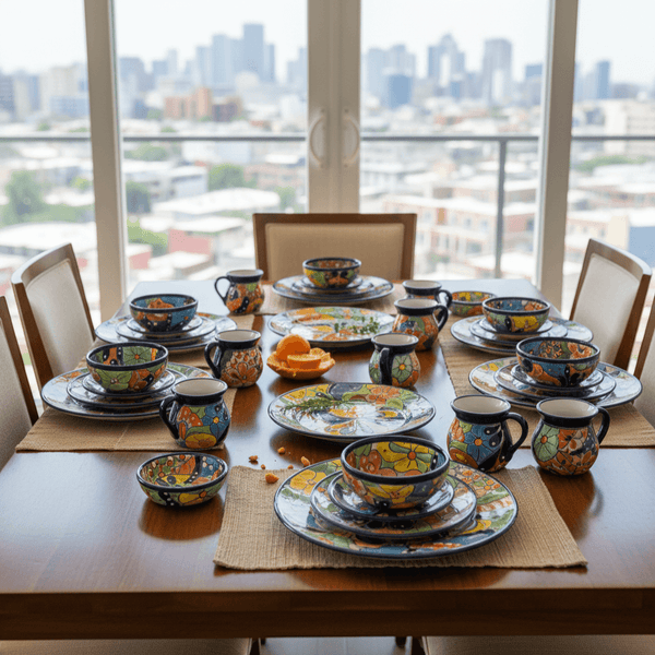 Talavera Dinnerware Set | 51-Piece Floral Tableware for 8