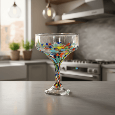 Confetti Hand-Blown Margarita Glass | Mexican Artisan Barware