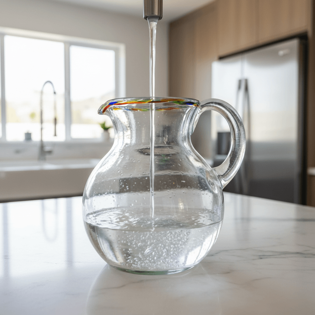 Mexican Hand-Blown Glass Pitcher | Confetti Rim