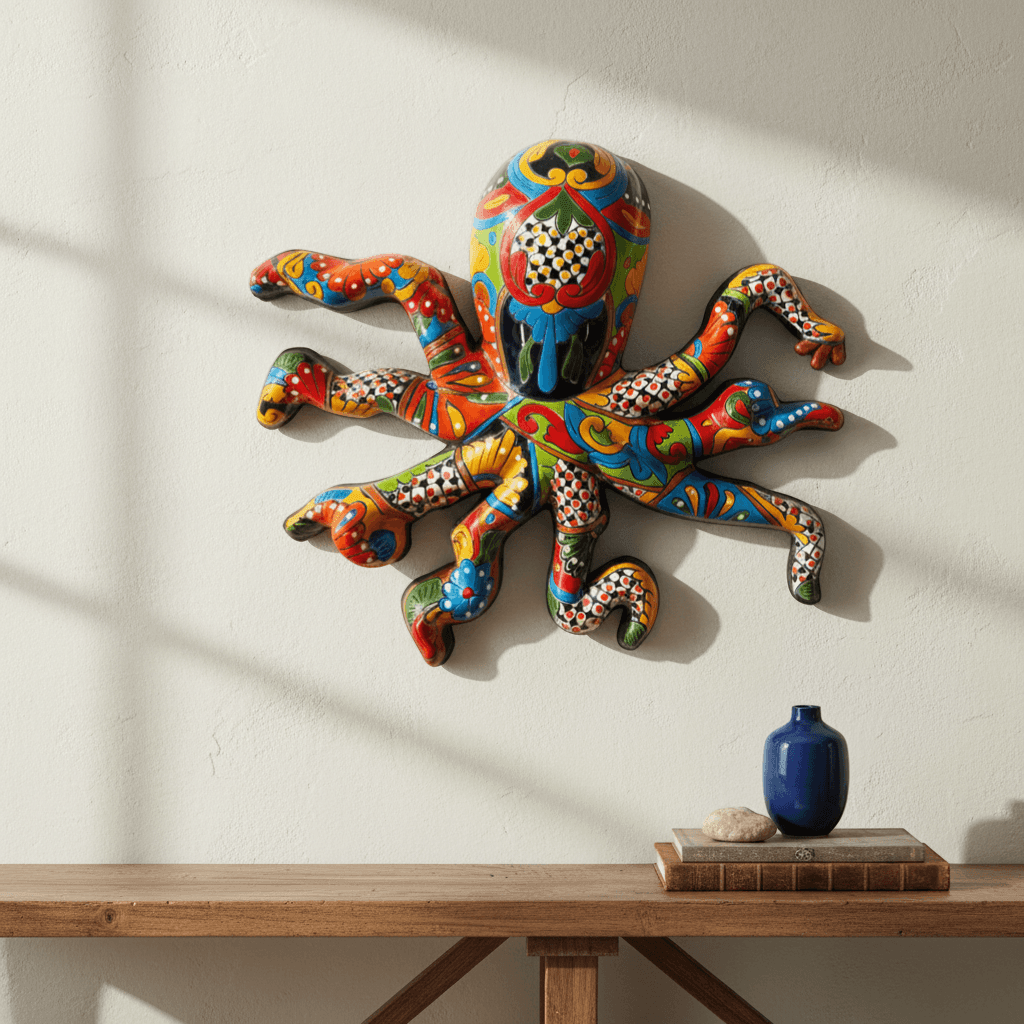 Mexican Handmade Octopus Wall Art | Hand-Painted Talavera