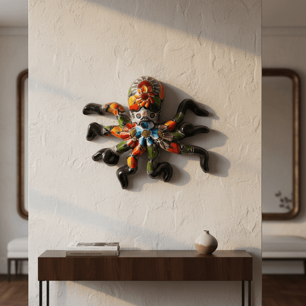 Mexican Handmade Octopus Wall Art | Hand-Painted Talavera