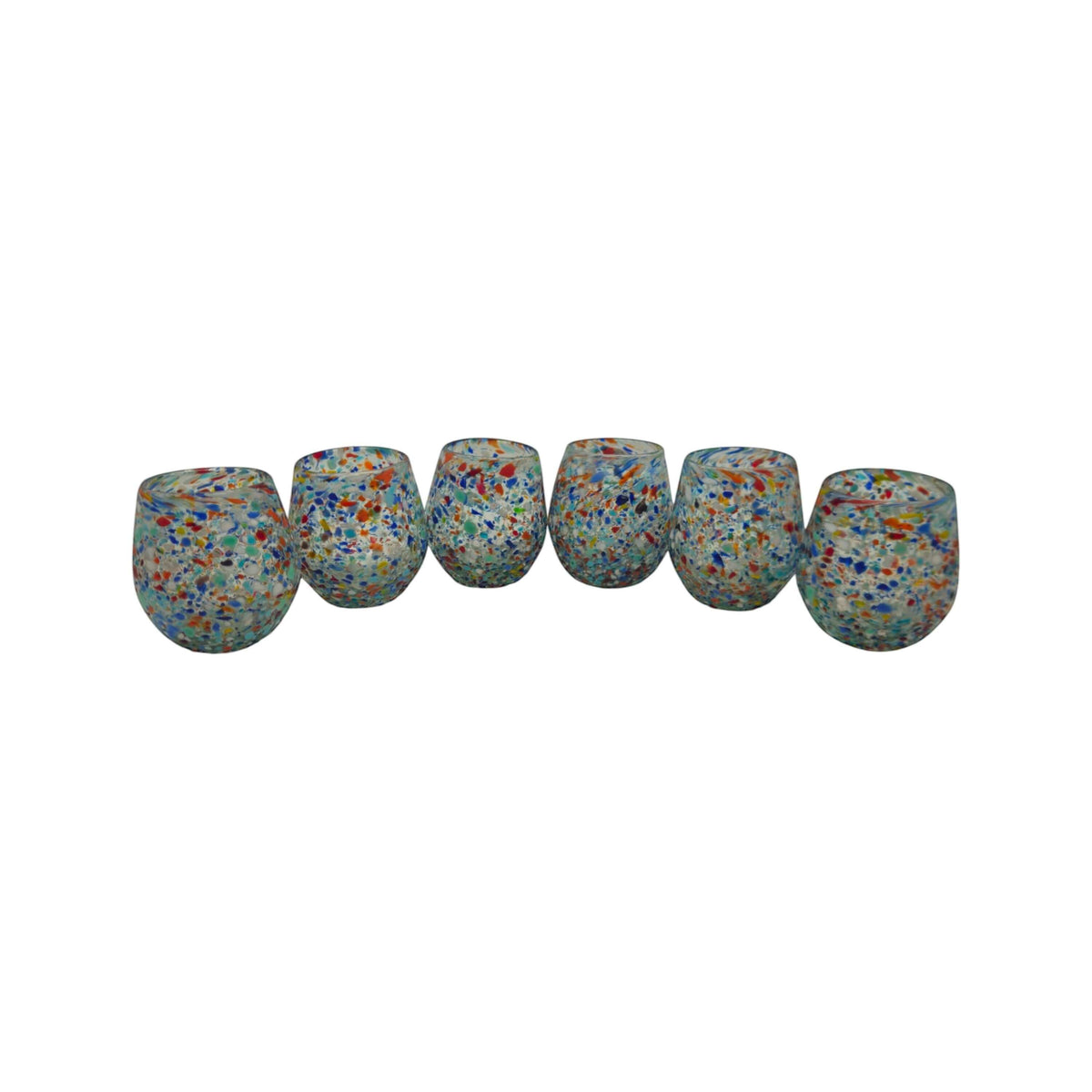 Handblown XL Stemless Wine Glass | Confetti Pebble Pattern