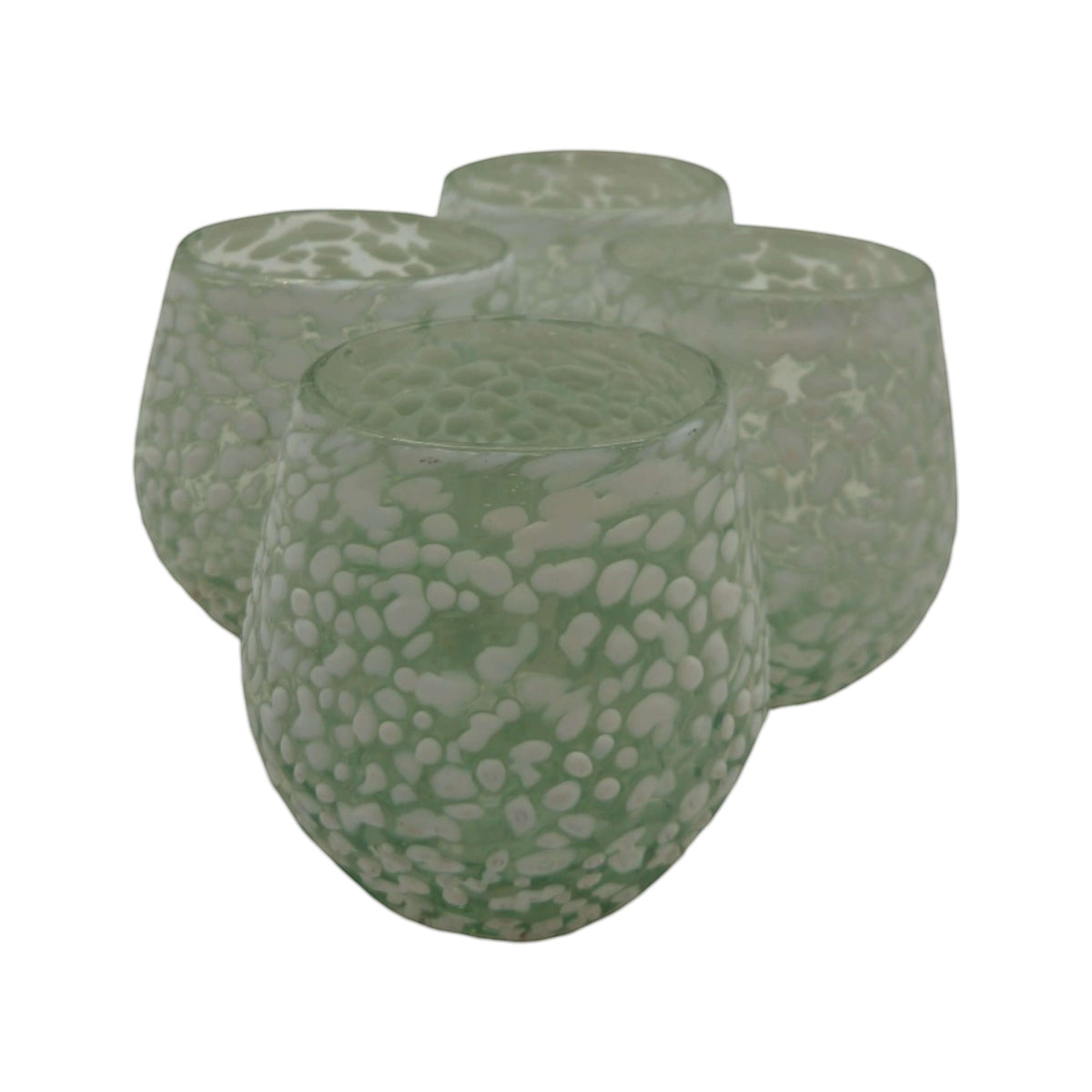 White Pebbled Wine Glass | Hand-Blown Mexican Stemless Glassware