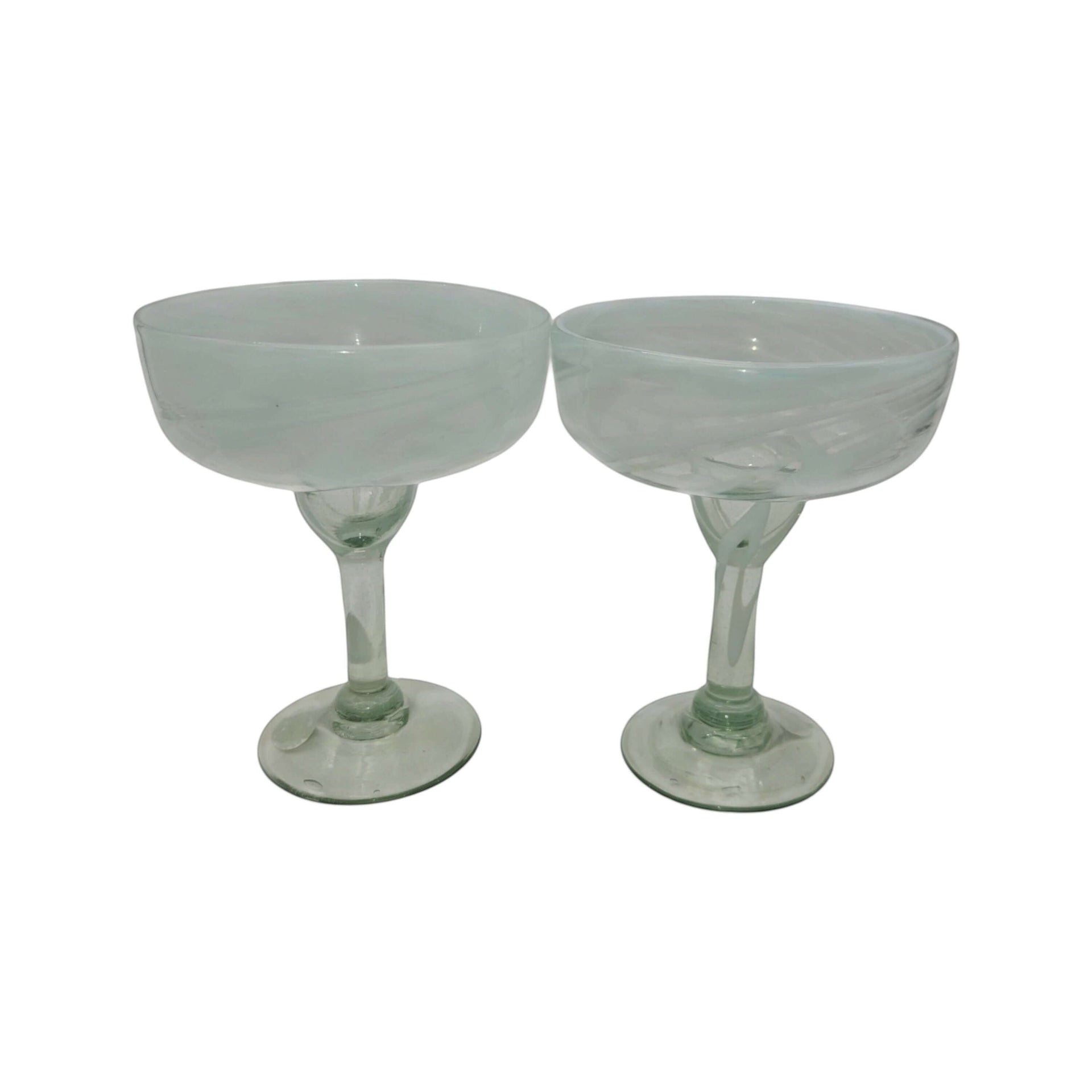 White Swirl Margarita Glass | Hand-Blown Mexican Barware