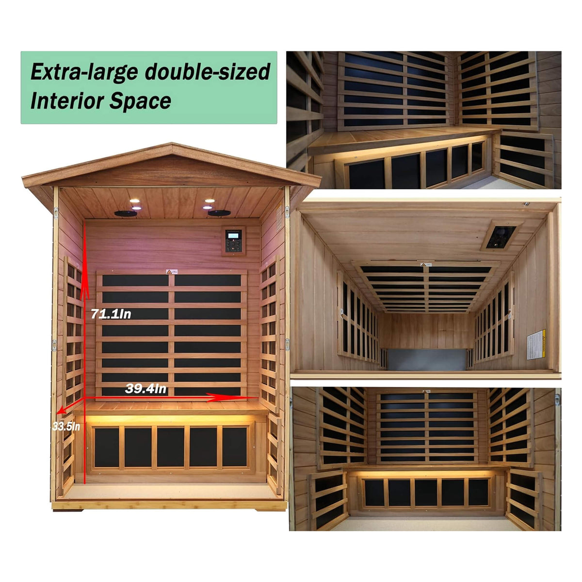 Ignis 2-Person Ultra-Low EMF Mahogany Outdoor Infrared Sauna With Bluetooth Speakers (SAK43021)